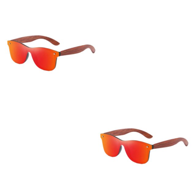 Decodeary Protection Bois Mode Lentille Colorée Options Monture Légère Rouge 2 Ensembles
