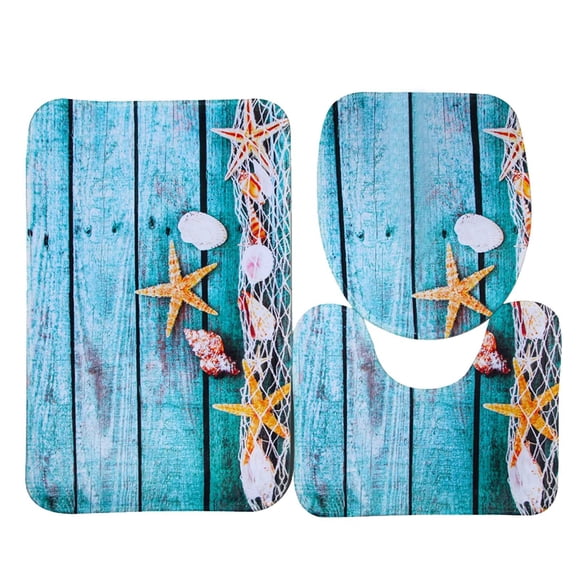 Hearth & Gear Marine Flannel 3d Printed Toilet Floor Mat Carpet Bathroom Non Mat Absorbent Floor Mat Door Mat Bath Towels Towel Warmer Bathroom Cans with Lids Towel Racks for Bathroom with Shelf