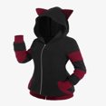 thumbnail image 1 of LNGOOR ROSEGAL Cute Fall Winter Women Colorblock Jacket Cat Ear Ribbed Hooded Warm Long Sleeve Zipper Coat 4XL Outwear Tops New Arrival, 1 of 7