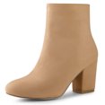 thumbnail image 1 of BLISSFUL STEP Bottines à Talon Bloc à Bout Rond pour Femmes avec Fermeture Éclair Latérale Kaki 8, 1 of 6