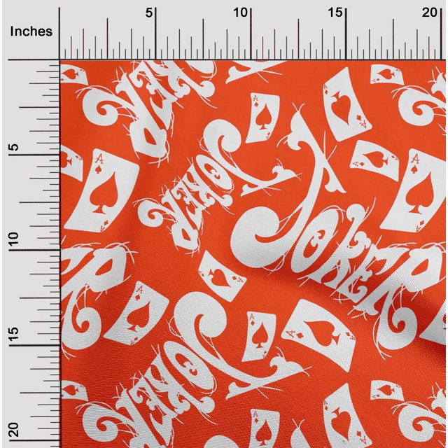 oneOone Cotton Poplin Orange Fabric Joker & Poker Text Craft Projects Decor Fabric Printed By The Yard 56 Inch Wide