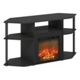 thumbnail image 1 of Pemberly Row Open Storage Corner Fireplace TV Entertainment Americano/Black, 1 of 6
