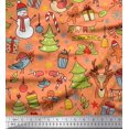 thumbnail image 1 of Soimoi polyester Crepe Fabric Gift Box,Snowman & Tree Christmas Print Fabric by the Yard 52 Inch Wide, 1 of 3
