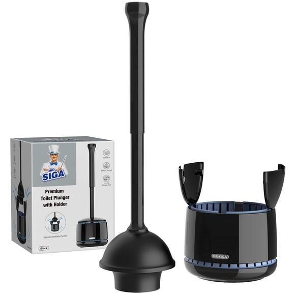 MR. SIGA Ventouse de Toilette Robuste avec Support Combiné pour le Nettoyage de la Salle de Bain, Noir
