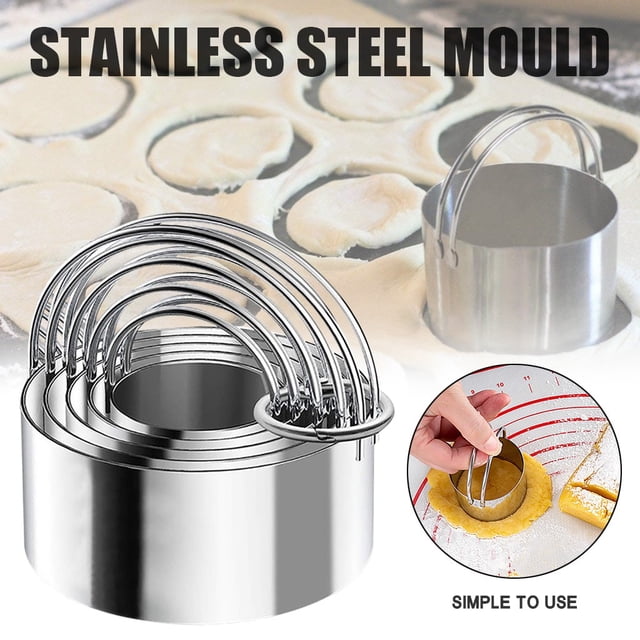 Classification de Produit Moule à Gâteau Enterprise Rond en Acier Inoxydable Moule Lune Titre de Produit Rencontre Cuisine avec 5 Pcs de Biscuits et Poignée Lisse pour Gâteaux