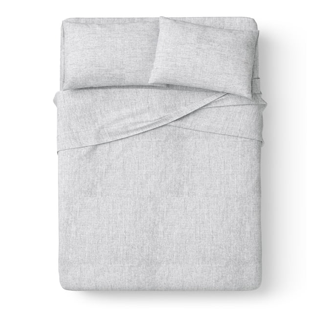 Mainstays Kids 220TC Cotton Chambray Gray Queen, 4 Piece Sheet Set