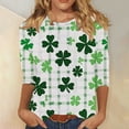 thumbnail image 2 of RXMEKW T-Shirt à Manches 3/4 Imprimé Carnaval pour Femmes Coupe Ample Col Rond Haut pour Usage Quotidien Imitation Soie, 2 of 5