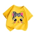 thumbnail image 3 of PMVFHDE Hauts d'Été pour Fille Hauts d'Été pour Filles T-Shirts pour Fille T-Shirts Graphiques Ensembles de Shorts et Hauts pour Filles T-Shirt Graphique à Col Rond à Manches Courtes pour Fille T-Shirt d'Été Jaune, 5-6 Ans, 3 of 5