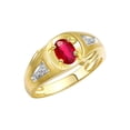 thumbnail image 3 of RYLOS Men's Rings 14K Yellow Gold Rings Classic Designer Style 7X5MM Oval Gemstone &  Sparkling Diamond Ring Ruby July Birthstone Rings For Men Size 8, 3 of 7