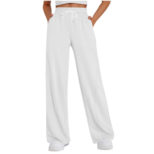 Diufon Wide Leg Sweatpants Women High Waisted Drawstring Baggy Pants Workout Athletic Joggers with Pockets