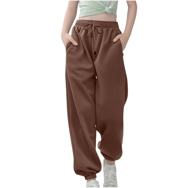 Plebaso Boys Girls Cinch Bottom Sweatpants Drawstring High Waisted Jogger Pants Athletic Running Pants