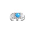 thumbnail image 1 of RYLOS Bague pour Homme Bague en Argent Sterling, Bagues Style Designer avec Pierre Précieuse Ronde de 7 mm Turquoise Pierre de Naissance de Décembre Bagues en Argent Taille 8, 1 of 7