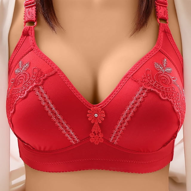XZNGL Womens Oversized Bra, Thin Without Steel Ring, Breasted Lace, Traditional Embroidered Bra