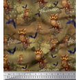 thumbnail image 1 of Soimoi Rayon Fabric Owl,Bat & Haunted House Halloween Decor Fabric Printed Yard 56 Inch Wide, 1 of 3