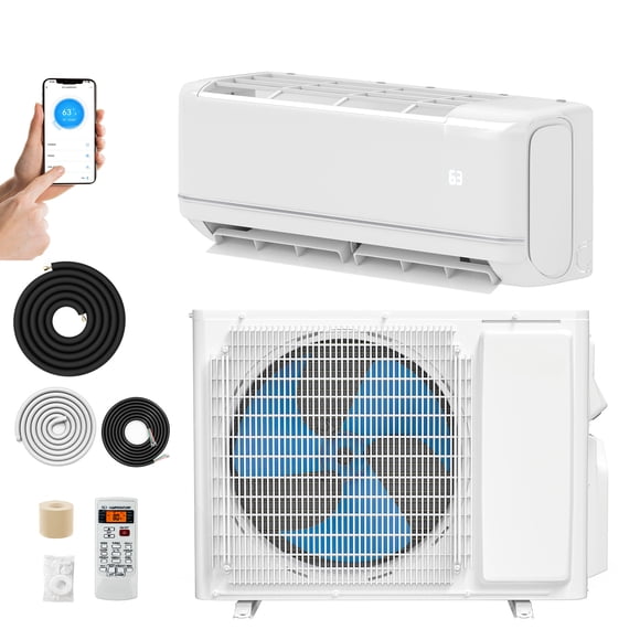 DEXTRUS 12000 BTU Mini Split AC w/ Heat Pump, 21 SEER2, 208-230V, Compatible with Wifi & Alexa, Cools 750 Sq ft, Includes Install Kit, White
