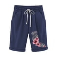 thumbnail image 2 of LOVZFMLL Women's Elastic Waist Printing Drawstring Shorts Navy XXL, 2 of 3