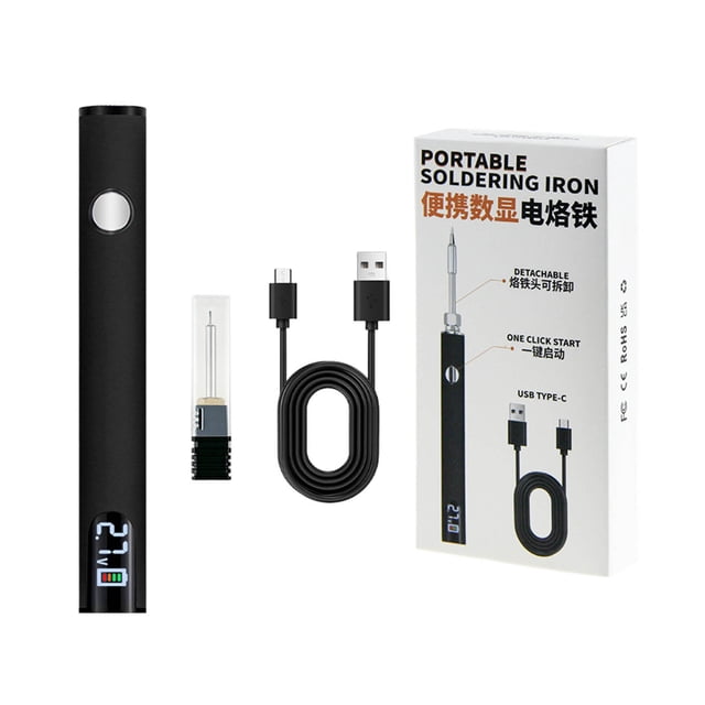 USB Soldering Iron Kit | LED Display | Adjustable Voltage 2.7V/3.7V/4.2V | 510 Connector | Fast USB-C Charging | Portable Precision Pen Design | 650mAh Battery | Multi-Function Welder