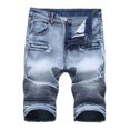 thumbnail image 3 of Cameland Men's Ripped Denim Trunks Stretchy Washed Jeans Trunks Cut-off Classic Fit Biker Jeans Trunks, 3 of 9