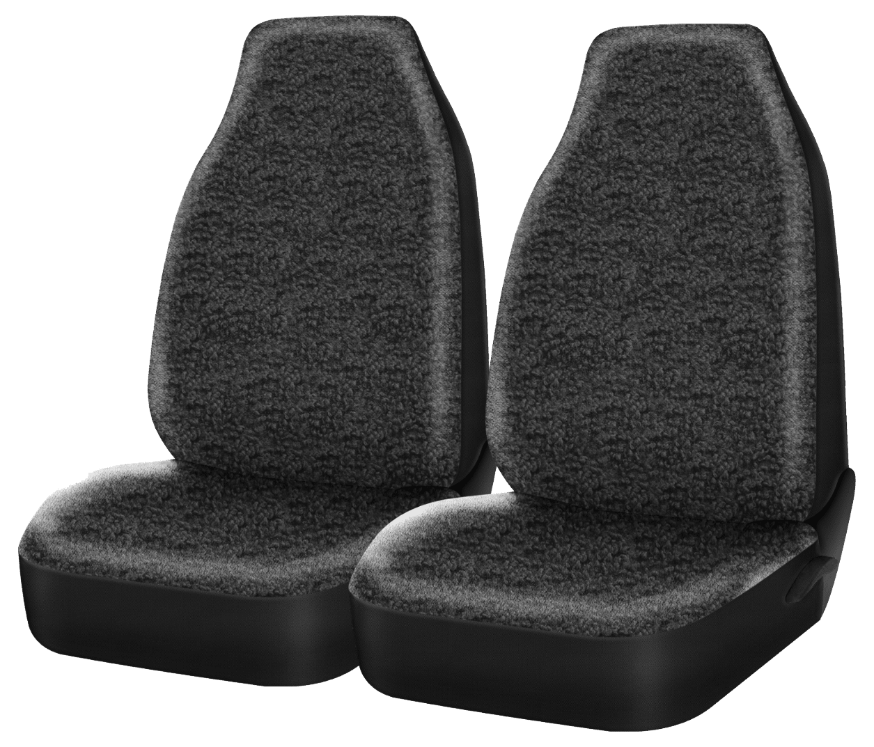 AUTO DRIVE 2-PIECE Black Teddy Plush Fur Front Car Seat Cover Black