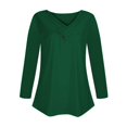 thumbnail image 4 of Timegard Womens Tops V-Neck Ruched Button Long Sleeve Solid Color Comfy Tee Dressy Casual Tunic Top, 4 of 4