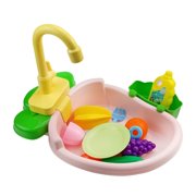 Dadatutu Play Kitchen Sink Toy Set for Girl Boy Toddler, Interactive Children Dishwasher Playing Toy and Play Dishes, Kids Role Play Kitchen Sink with Running Water
