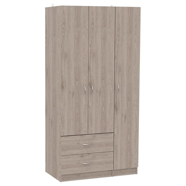 TUHOME Austral 3 Door Armoire Engineered Wood Armoires in Gray