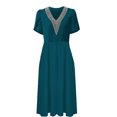 thumbnail image 5 of Lenago Robes d'Été Grande Taille pour Femmes 2023 Invitées de Mariage Mode Femmes Décontracté Aguichant Col en V Imprimé Été Manches Courtes Poches Robe Fête Plage Robes en Liquidation, 5 of 5