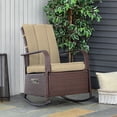 thumbnail image 2 of Outsunny Wicker Rocking Chair with Cushion Adjustable Footrest Khaki, 2 of 5