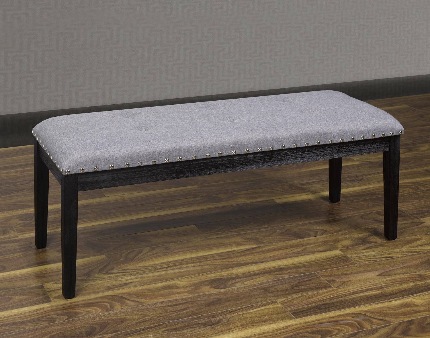BANC REMBOURRÉ EN TISSU GRIS K-LIVING AVEC CLOUS