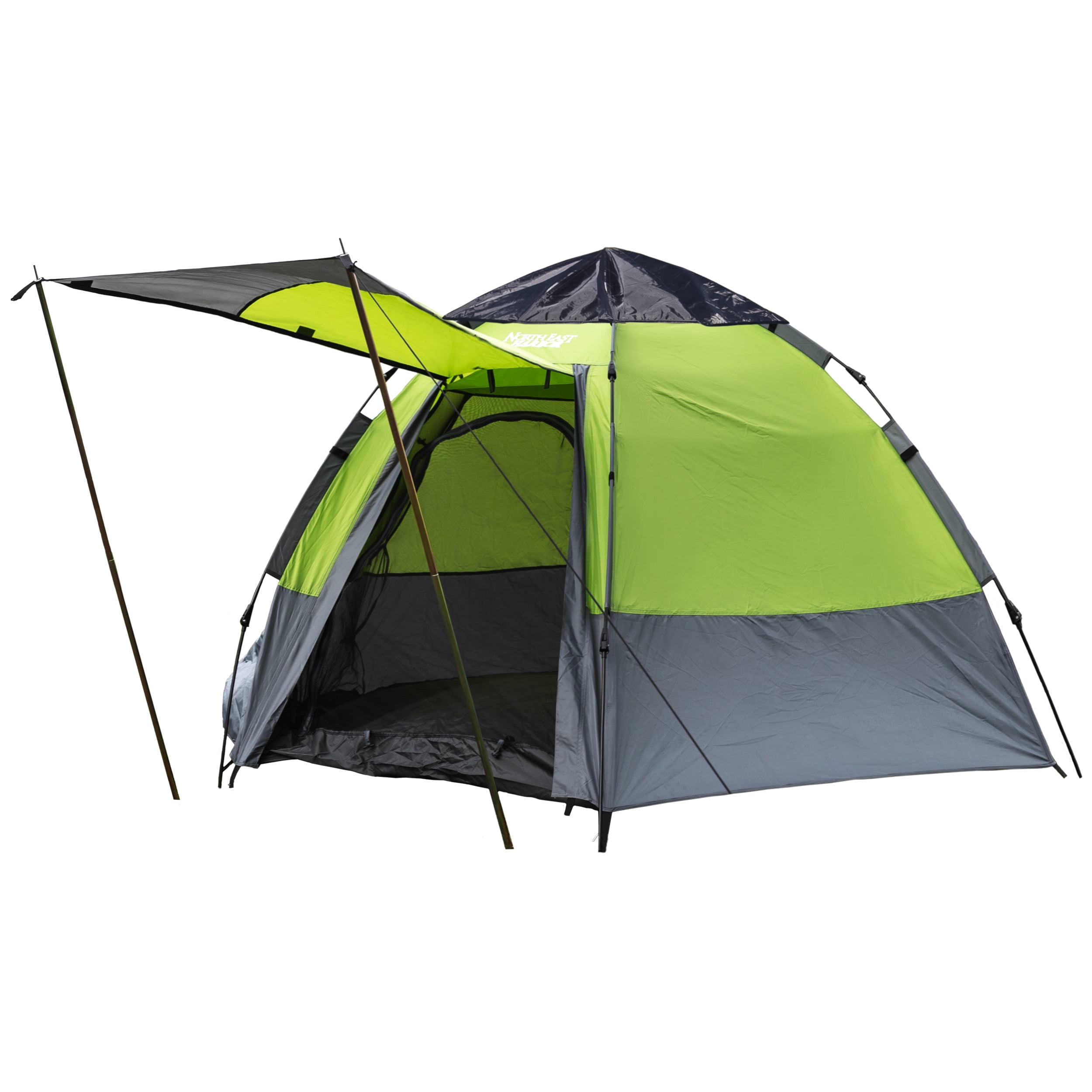 NEH 5 Person Instant Automatic Camping Tent Waterproof Double Layered Fabric, Portable Hexagon Tent with Carry Bag, Green, 8.9'L x 8.9'W x 5.25'H