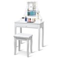 thumbnail image 4 of Patiojoy Ensemble Coiffeuse Table Commode avec Lumière DEL et Tabouret Rembourré Blanc, 4 of 8