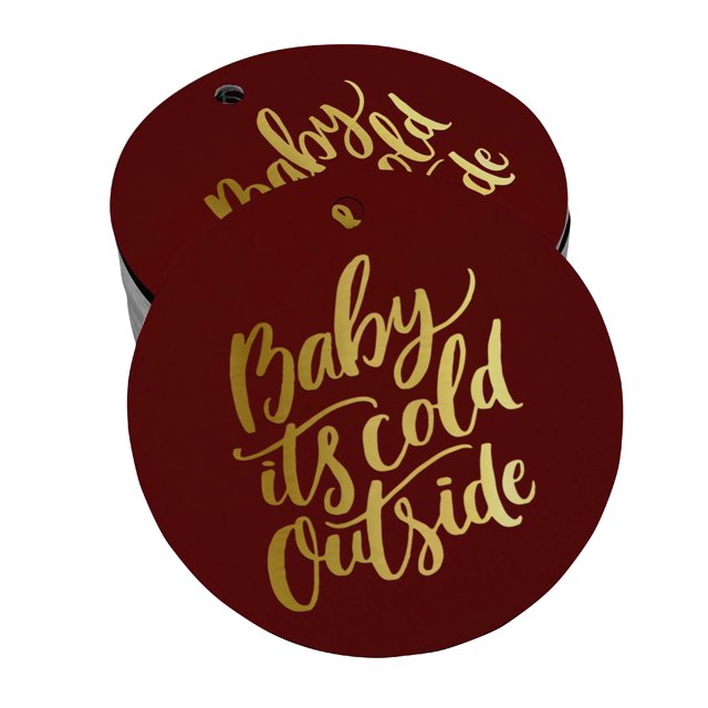 Inkdotpot Pack Of 100 Baby It's Cold Outside Baby Shower Favor Paper Tags Craft Real Gold Foil Hang Tags
