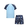 thumbnail image 2 of Zaldita Boys Short Sleeve Printed Rash Guard Two Pieces Swimsuit Set Summer Beach Bathing Suit Sky Blue A 4XL, 2 of 7