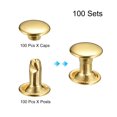 thumbnail image 3 of Unique Bargains 100 Sets Leather Rivets 8mm Double Cap Rivets 8mm Height Metal Studs Rivet, Gold Tone, 3 of 5