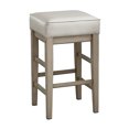 thumbnail image 2 of Lexicon 24 Inch Height Wooden Counter Stool Faux Leather Seat Barstool, White, 2 of 3