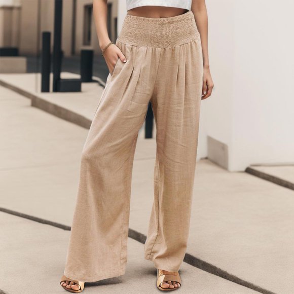 Trousers Leg Sexy Solid Color Wide Women Loose High Waist Pants Women's Casual Pants on Casual Pants for Women Romper Pants for Women Casual Casual Pants Women High Waist Womens Pants Suite Casual