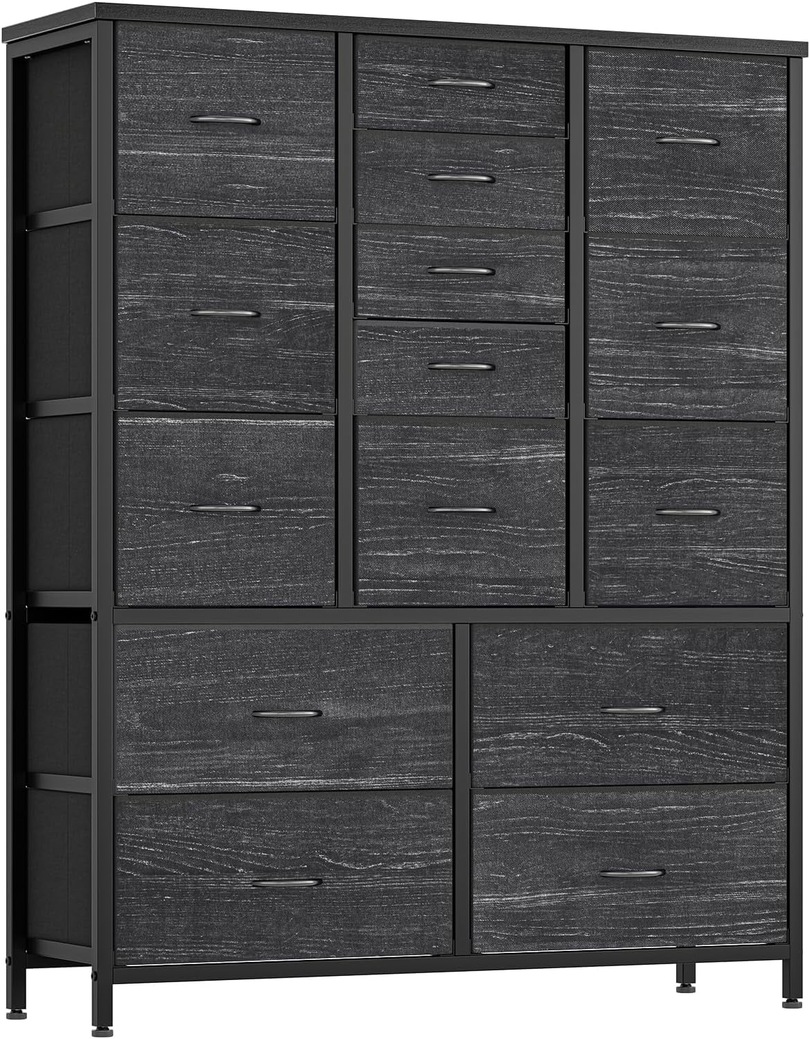 Tall Dresser for Bedroom with 15 Drawers, Chest of Drawers with Fabric Bins, Clothing Storage Organizer, Fabric Closet Dresser for Living Room