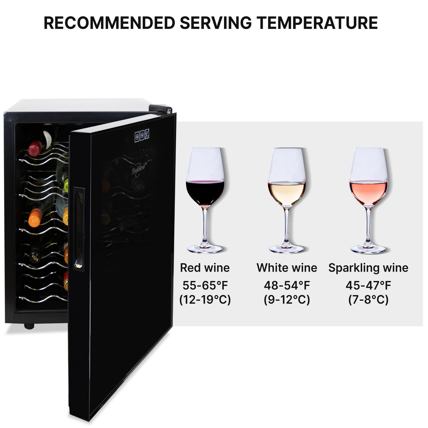 Koolatron 20 Bottle Thermoelectric Wine Cooler, Freestanding Wine Fridge with Digital Controls