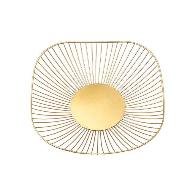 SHISUYAN Creative Nordic Style Iron Fruit Vegetable Bowl Desktop Fruit Basket (Golden)