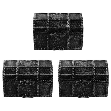 FRCOLOR Treasure Chest Toy 3pcs Pirate Treasure Chests Treasure Boxes Children Playthings Props (Black),4.13"X2.76"X2.56"