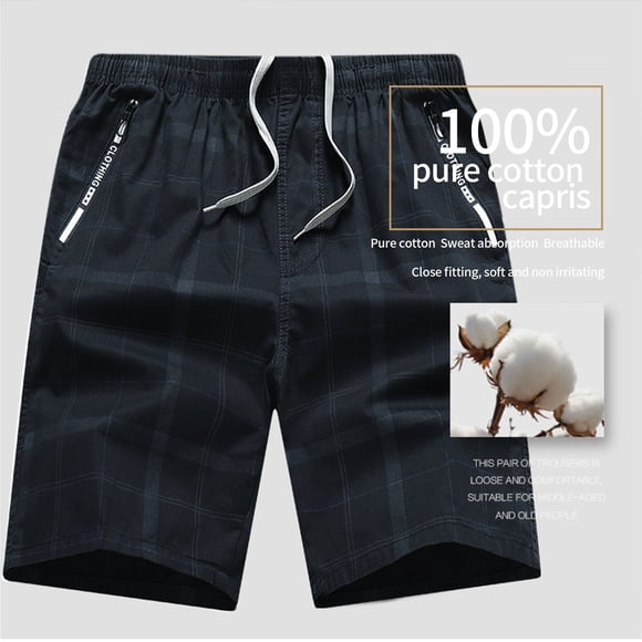 LSLJS Summer Casual Printed Shorts Loose and Versatile Capris Cotton Straight Leg Pants Mens Shorts