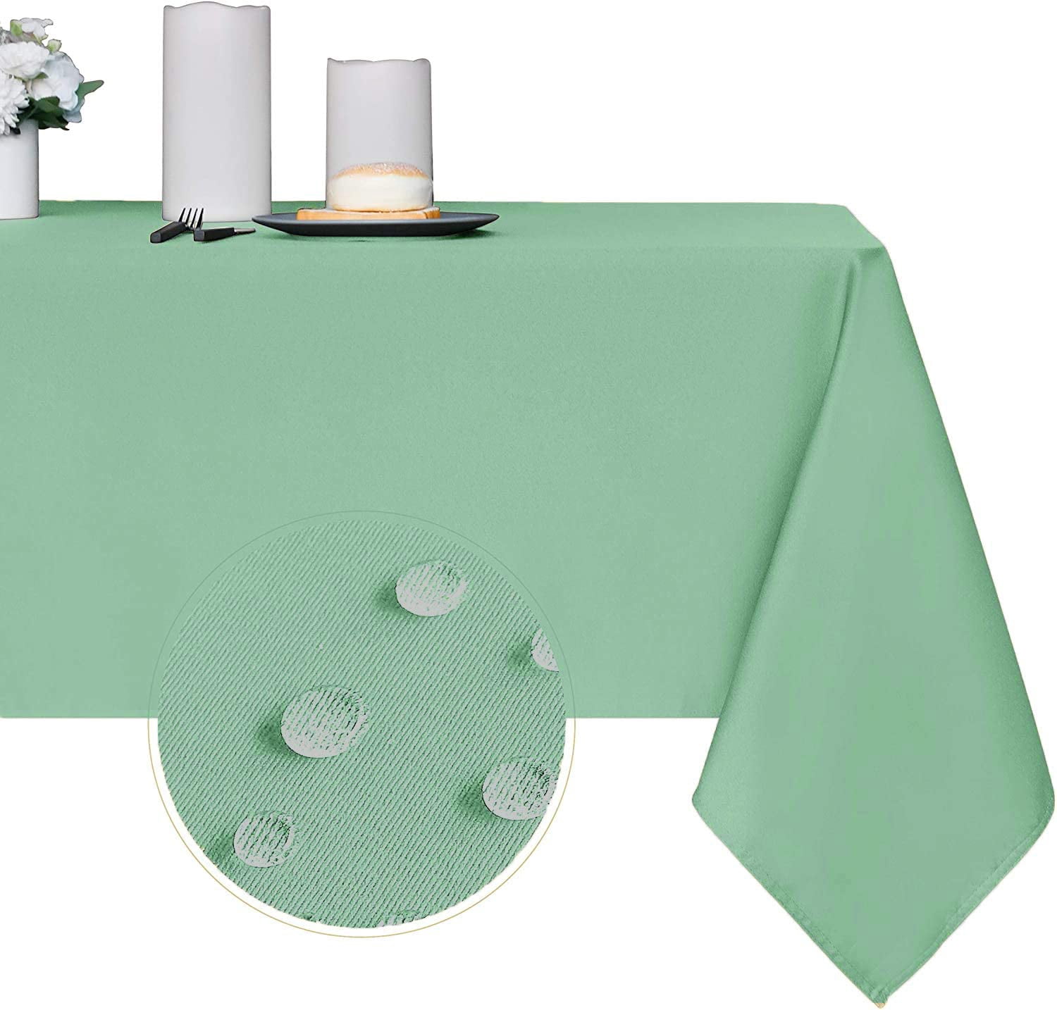 LAICAIW 210GSM Rectangle Table Cloth-Heavy Duty Water Proof Microfiber Tablecloth, Decorative Fabric Table Cover for Outdoor and Indoor Use (Mint Green,52 x 70 Inch)