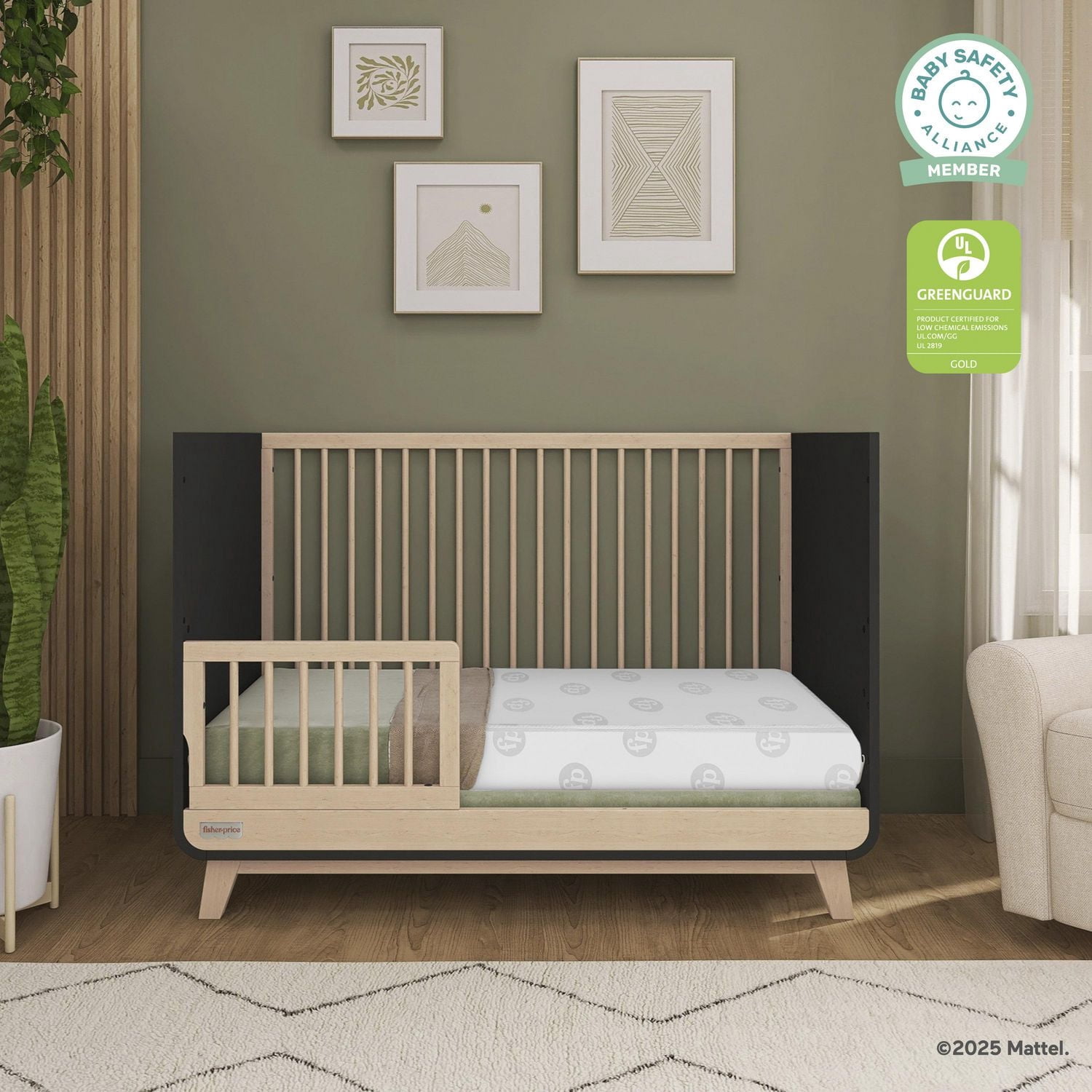 Matelas pour lit bébé Fisher Price by Dream On Me Hello Rainbow, taille standard, blanc avec cercles FP gris