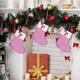 thumbnail image 1 of Fridja 7.1 Inches Mini Initial Monogram Embroidered Christmas Stocking Knitted Christmas Decorations Stocking Red, Pink, Blue Knit Cute Christmas Stocking-Pink-P, 1 of 1