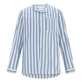 thumbnail image 4 of AherBiu Linen Shirts for Men Long Sleeve Button down Lapel Collar Striped Trendy Casual Dress Shrits, 4 of 6