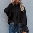 thumbnail image 2 of Timegard T Shirts for Women Ruffle Long Sleeve Crew Neck Tops Soft Solid Color Casual Loose Dressy Blouses, 2 of 5