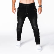 EGNMCR Jeans pour hommes, Men's Elastic Waist Loose Fit Denim Pantalons, Mens Tirez sur Jeans Mode Homme Casual Elastic Taste Straight Jeans Pantalon Homme