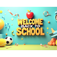 thumbnail image 4 of Colorful Welcome Back to School Banner with Apple Airplane Balloon and Star Elements Backdrop Party Decorations for School Events Opening Ceremonies Classroom Decor Photo Props, 4 of 4