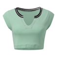 thumbnail image 4 of Kcodviy Womens V Neck Short 1X Top Sleeve Racer Back Tank Active Crop Pack Tops Halter Neck Crop Active Top Set Women Top, 4 of 5