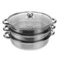 thumbnail image 4 of Miangastore 28cm Stainless Steel Three-Layer Soup Steamed Steamer Multi-Function Steamed Pot Cookware Pot Cooking Gifts(Silver), 4 of 8